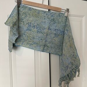 Blue Floral, Watercolor Patterned Scarf